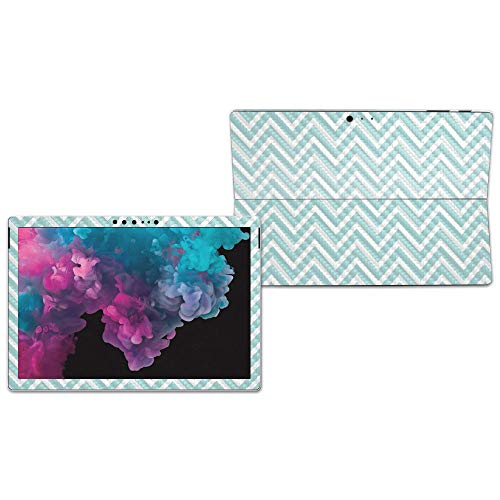 Image of MIGHTY SKINS MightySkins Carbon Fiber Skin for Microsoft Surface Pro 6 - Aqua Chevron | Protective, Durable Textured Carbon Fiber Finish | Easy to Apply, Remove, and Change Styles | Made in The USA