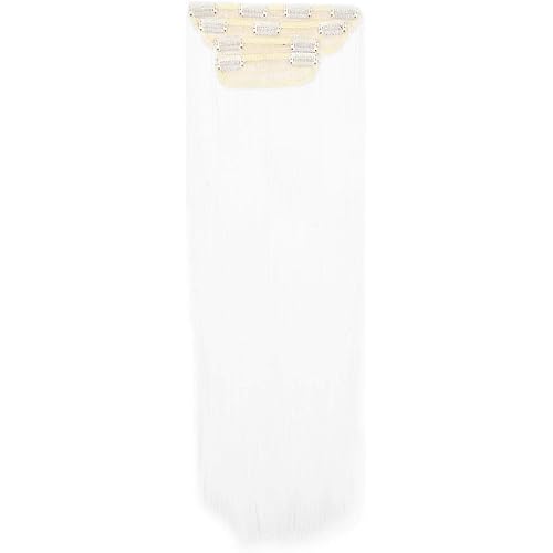 REECHO 24" Colored Straight Long 4 PCS Set Thick Clip in on Hair Extensions Party Highlights for Women Color White