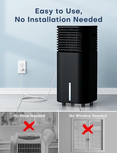 Image of Portable Air Conditioner, 3-IN-1 Evaporative Air Cooler Windowless, 4 Modes & 3 Speeds Personal Swamp Cooler w /Humidifier, Remote & 15H Timer, Evaporative Cooler for Room Home - Deep Black