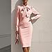 Long Sleeve Dress for Women Business Casual Tie Neck Fall Dresses Bodycon Midi Short Dresses Spring Fashion Clothes Pink
