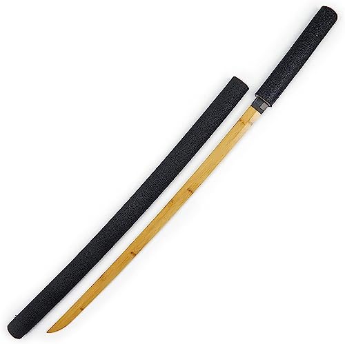 Katana de Entrenamiento de bambú Natural con Vaina, Espada samurái Japonesa, Cosplay de Roronoa Zoro, Espada de Madera Kendo Aikido Budo Jiu Jitsu Ninjutsu, 100 cm-B||Curved