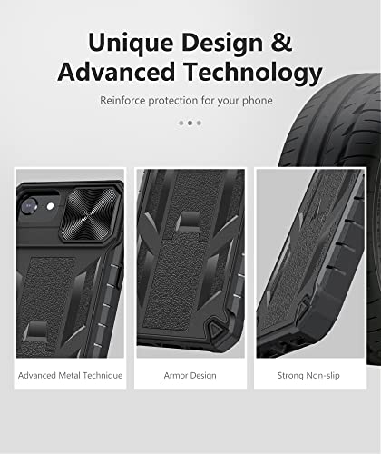Soios For Iphone Se 2022 Phone Case: Iphone Se 2020 / 2Nd / 3Rd / 8/7 / 6S / 6 Case With Kickstand - Heavy Duty Military Grade Drop Protection Phone Cover - Rugged Protective Shockproof Bumper Black #TOP7