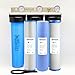 SHIELD Whole House Water Filter System Triple Big Blue 3 Stages Sediment And Carbon Block Filters Australian Standard WaterMark Certified 20" x 4.5"