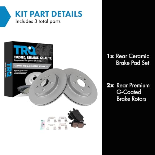 Image of TRQ Rear Brake Pad and Rotor Set Ceramic Coated Rotors Compatible with 2020-2021 Cadillac CT5 2019-2020 CT6