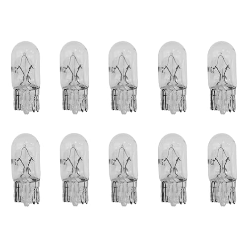 Eponcia 10PCS 194 Bulb T10 Light Bulb 168 W5W 1/4 Wedge Base 12V 5W Side Marker Dash Turn Light Bulbs Flat Foot Mini Quartz Halogen Width T10 194 2825 License Plate Bulbs Instrument Lights (White)