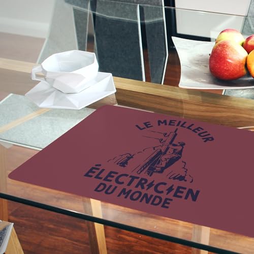 Sets de table napperons rouge dessous liège grand format maison électricien lot de 4 - 6