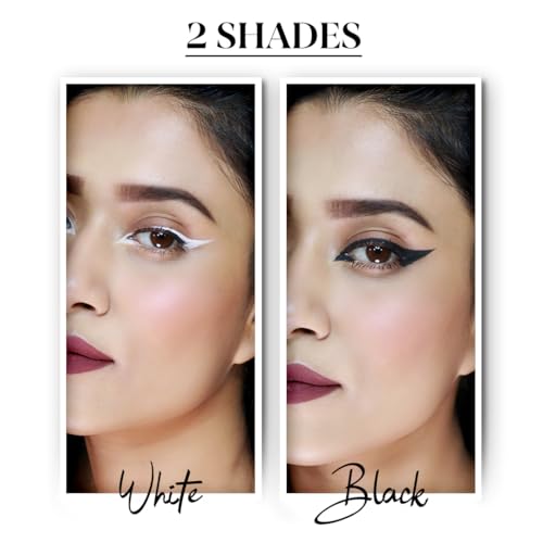 Image of FLiCKA Breathtaking Eyes Twist White Kajal + Rule With Brows Eyebrow White Pencil, With Spoolie, Waterproof, Smudge Proof, Longlasting, Dermatologically tested, Intense Colour, Natural-looking Results