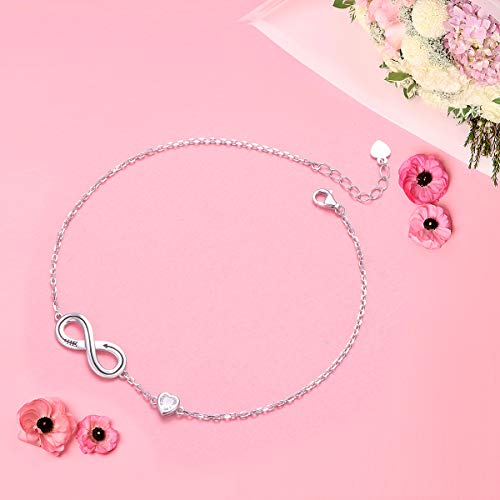Flyow 925 Sterling Silver Infinity Anklet Endless Love Symbol Charm With Arrow Best Gifts Beach Casual Bracelet Jewelry Adjustable Foot Ankle For Women Girls #TOP5