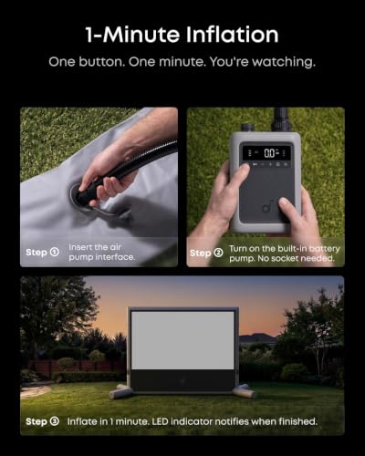Image of Soundcore Nebula 120-Inch Silent Inflatable Theater Screen with Air-Tight Design for Zero Noise, Battery-Powered Pump, Wind-Resistant Structure, Anti-Wrinkle Material for Sharp Image Quality