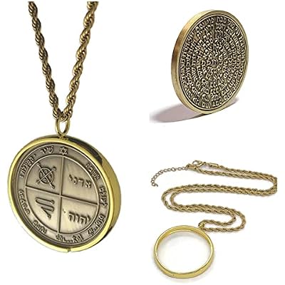 Third Pentacle of Jupiter + 72 names of God + 1FitAll King Solomon Coin bezel kabbalah seal talisman Necklace