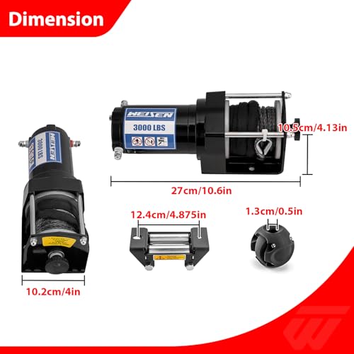 Winche eléctrico 3000 lb con cuerda sintética 12V miniatura 4