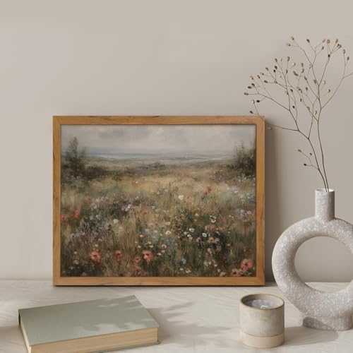 Tableau champ de fleurs sauvages pour raviver un mur blanc triste