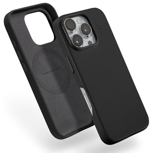 Coque iPhone 16 Pro MOFT en cuir MOVAS noir jais élégant