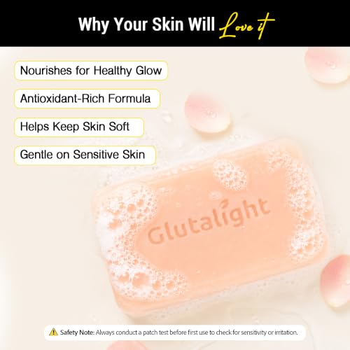 Image of Glutalight Glutathione Rose Oil Soap with Kojic Acid, Niacinamide, Vitamin C & Rosehip Oil for Dark Spots, Pigmentation & Radiant Glow - Korean Skincare Bathing Bar for Women & Men, 100g x 3