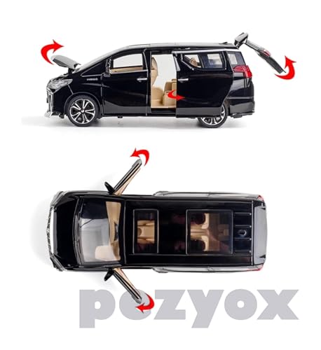 Image of Toyota Alphard MPV 1:24 Big Size Diecast Scale Model Alloy Metal Pull Back Toy car for Kids with Openable Doors & Light, Music Toy Vehicle for Kids (Black)