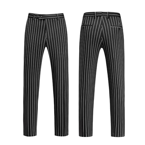 MOGU Mens Double Breasted Pinstripe Suit - 2 Piece Slim Fit Vintage Tuxedo for Groomsmen, Wedding, Prom3