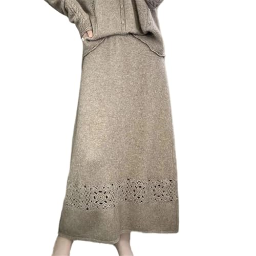 Wool Skirt Women A-Line Knitted One-Step Umbrella Thicken Hook Flower Solid