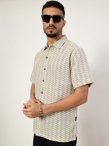 Image of Thomas Scott Men's | Abstract | Half Sleeve | Regular Fit | Cotton Poly Blend | Spread Collar | Casual Shirt
