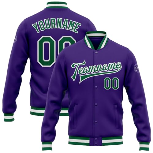 Custom Letterman Jacket, Custom Varsity Jacket, Purple Varsity Jacket, Custom Purple White-Gray Bomber