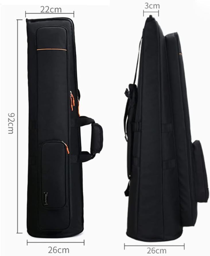 Vaguelly Tenor Trombone Bag, Oxford Waterproof Tenor Bass Trombone Gig Bag Backpack with 16mm Padding, 2 Front Pocket, Trombone Carrying Bag, Black