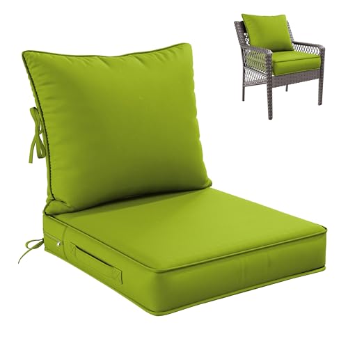 Premium Outdoor Seat Cushion Chair Cushions for Patio Furniture 22 L X 24 W X 4 H Waterproof & Fade Resistant Deep Seat and Backrest Cushion Set with Removable Covers for Chair, Sofa