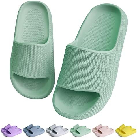 KOUECI Kids Cloud Slides Girls Boys Shower Slippers Slip on Slide Sandals Non-slip Summer Beach Pool Shoes(Light Green,1 Little Kids)