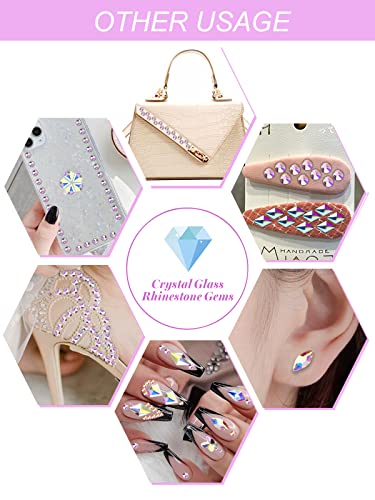 Ebanku Ab Rhinestones For Nail Crystals Diamonds Flatback Nail Gems Multi Shapes Nail Art Rhinestones Diamonds Iridescent Hearts Butterfly Round Rhinestones For Manicure Diy Decoration At Home Salon #TOP5
