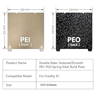 Tofelf strukturierte PEI-Platte und glatte PEO-Bauplatte, 235 x 235 mm Federstahl-Druckbett für K1/Ender5 S1/Ender3 S1 Pro/Ender3 S1/Ender3 V2 Neo/Ender3 V2 3D-Drucker, keine magnetische Basis – Ansicht 2