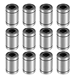 HiPicco Linear Ball Bearings, LM10UU 10mm Linear Motion Bushing Double Side Rubber Sealed Rod Liner Shaft Parts for CNC Machine 3D Printer 12 Pack