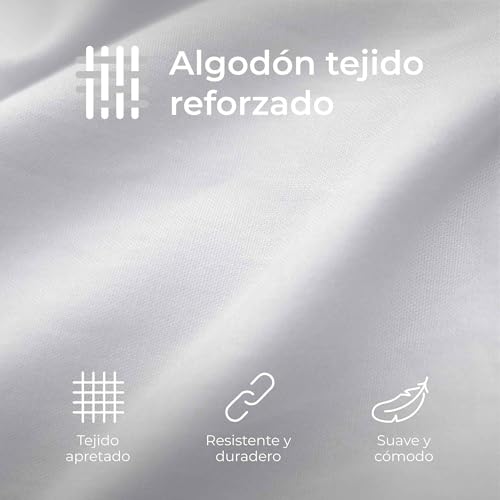 Funda de Almohada 40x70 Algodón Reforzado (Pack de 2) - Blanco - Tela Apretada de 57 Hilos/cm² - Funda Almohada 40 x 70 - Certificación Oeko Tex - Dreamzie - Imagen 6