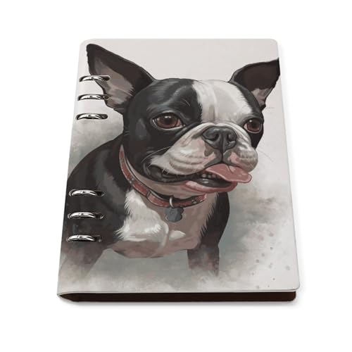 Carnet de notes terrier de Boston en cuir PU élégant et robuste