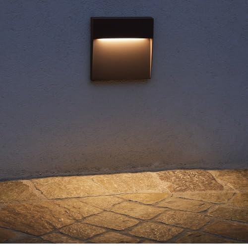 MAZZOLA LUCE Segnapasso led per esterno giardino 6w 3000k ip54 marrone corten da parete quadrato senza incasso 220V driver incluso