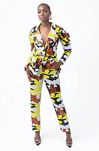 Pantora Women's Selena Sequin Blazer, Camo Print, Large #TOP3