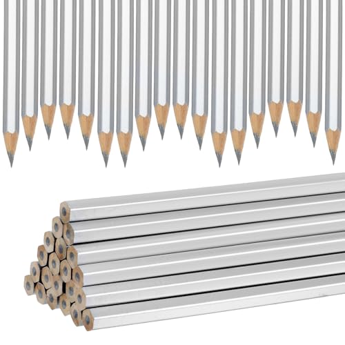 HaiFafafaing 24 Pack Silver Streak Welders Pencil Metallic Marking Pencil Metal Pencils For Metal Construction Welding Marking Tools For Workers Plumbers Framers Carpenters Artists Art Painting 7inch