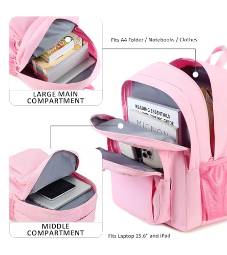 Image of abshoo Girls Solid Color Backpack For College Women Water Resistant School Bag (Light Pink)
