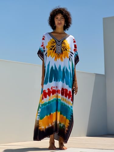 Image of NFVNKJ Women's Plus Size Beach Lounge Kaftan Maxi Dress Swimsuit Coverup for Women