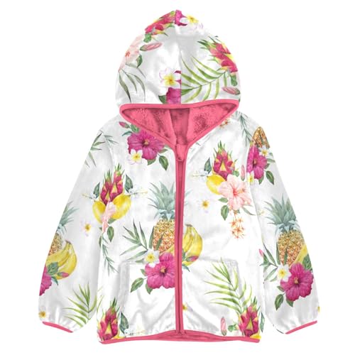 OTVEE Summer Tropical Fruit Pattern Kids Hoodie Jacket Fall Spring Full Zip Warm Outwear Coat