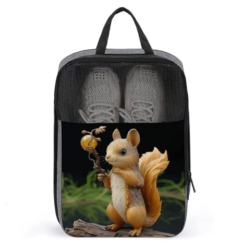 Sac à chaussures imprimé écureuil gris suspendu pour rangement élégant