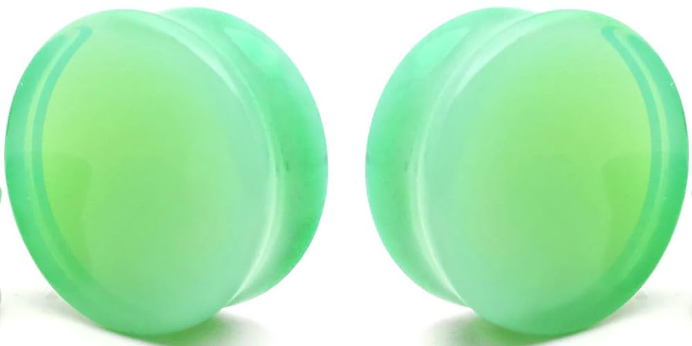 So Scene Mint Green Opalite Glass Ear Plug gauges (19mm- 3/4 inch)