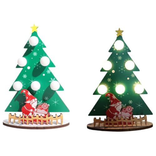 Holz Schneemann mit Beleuchtung 25 Weihnachtsbaum aus Holz mit LED-Lichtern, 17,8 cm,...