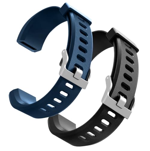 hoeslaw Lot de 2 bracelets de rechange pour ID115Plus HR - Pour montre intelligente - Pour traqueur d'activité professionnelle - Noir, bleu