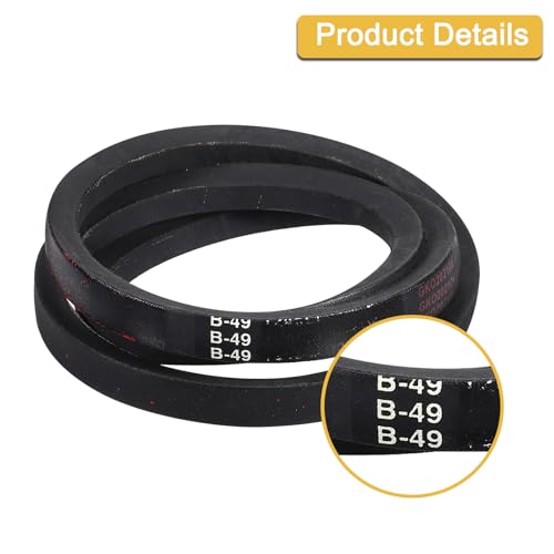 Image of uxcell 3 Pack B49 Classic Wrapped V-Belt, 52 inch Outside Circumference, Black Rubber V-Belt for Industrial Machinery Equipment
