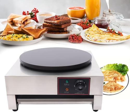 FHRKA Máquina para Hacer Crepes eléctrica Comercial, Plancha para panqueques Grande Antiadherente de 3000W, Temperatura Ajustable de 50-300 ℃