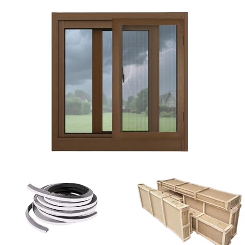 Ventana De Ventilación, Ventana Corrediza Aluminio, 50 60 70 80 90 100cm Ventana Corrediza Vidrio Templado Para Cocina, Mosquitera Para Ventana(Marrón,50x20cm)