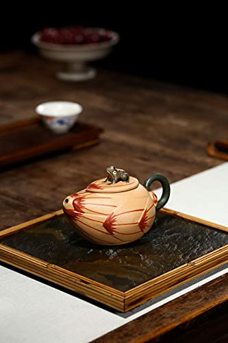 Image of Chinese Zisha Teapot Yixing Clay Handmade Frog lotus Tea Pot for Home Office (Frog lotus 160ml)
