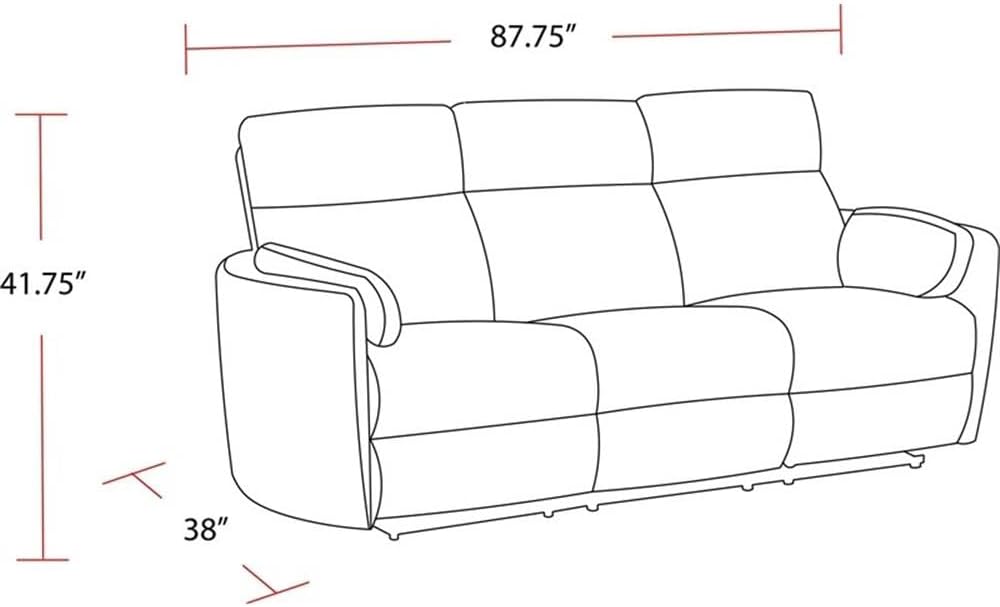 Pemberly Row Mega Gray Power Glider Reclining Sofa and Two Glider Recliners with USB Charging Ports for Living Room