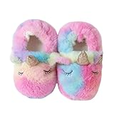Enteer Baby Girls' Unicorn House Slippers Multicolor US 7-8