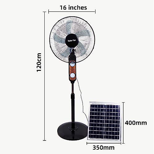 Ventilateur solaire 16 pouces oscillant 4 vitesses avec télécommande - 7