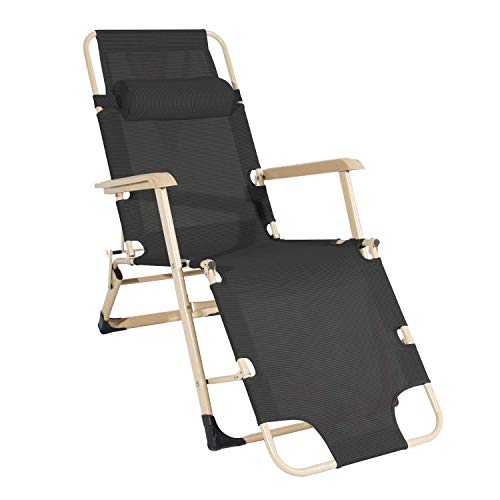 Silla reclinable plegable portátil con soporte para reposacabezas, tumbona ajustable para exteriores para patios y camping, soporta 330 libras
