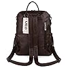 UTO Femme Sac a Dos porté Dos Anti-Vol Sac d'épaule Cuir Synthétique Wax Glands Voyage Travail Mode Pratique Café #5